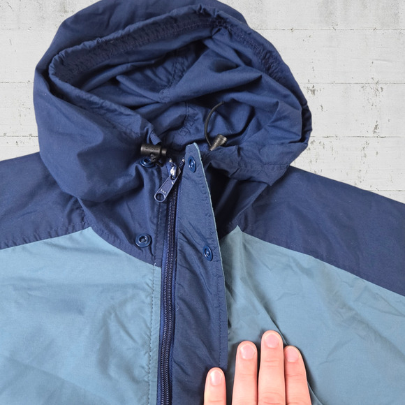 70s Vintage LL Bean Two Tone Blue Retro Half Zip Windbreaker Jacket Size Medium - Picture 6 of 10